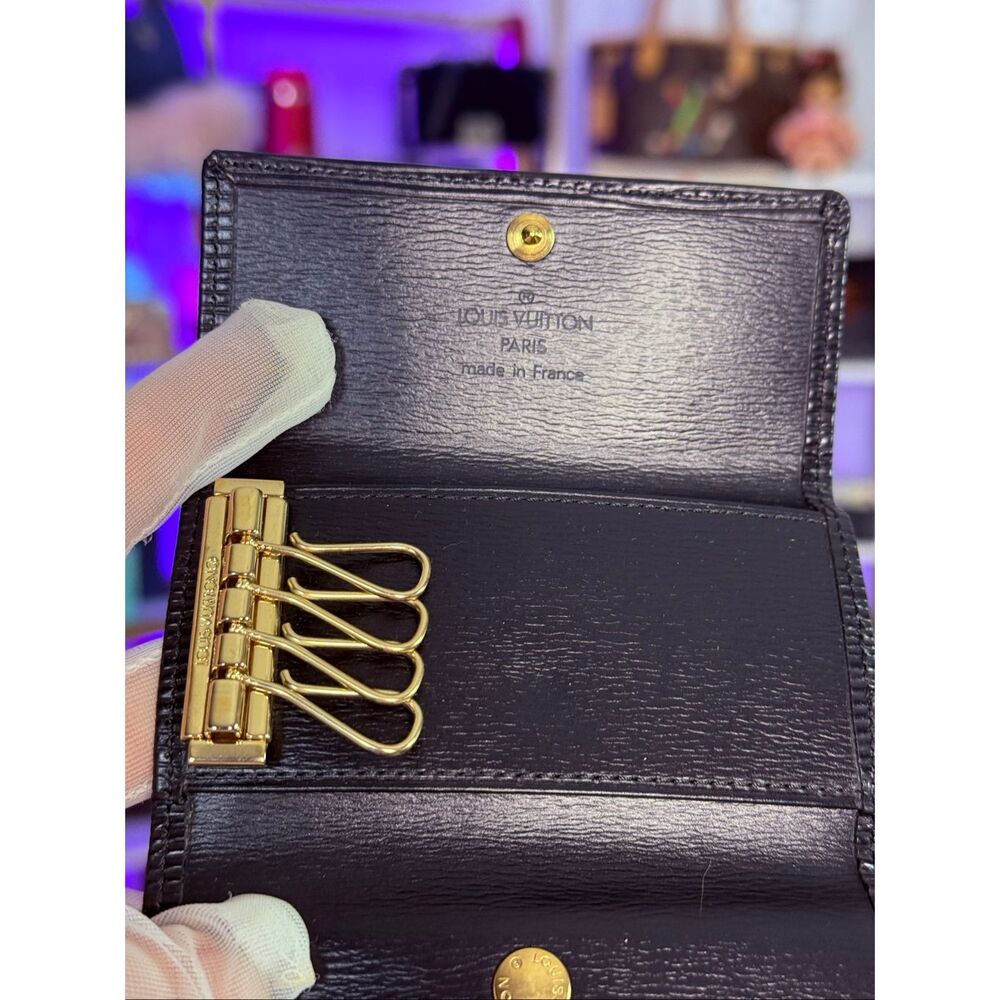 Louis Vuitton Black Epi Leather 4 Ring Key Case Wallet Vintage - Picture 6 of 8